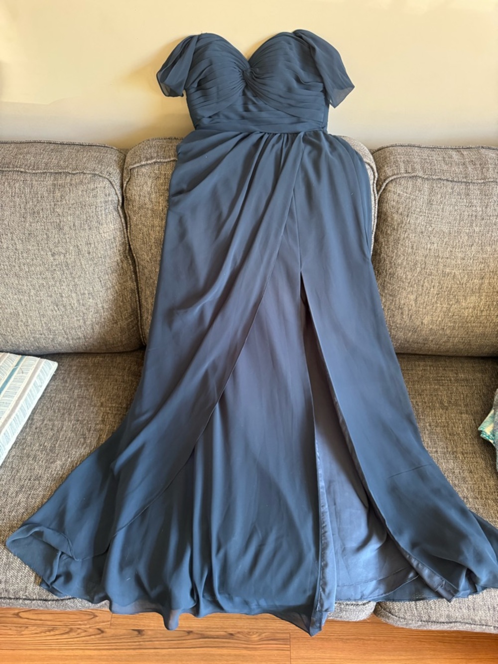 Azazie Slate Blue One-Shoulder Bridesmaid Dress